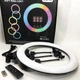 Кольцевая LED лампа RGB MJ45 Ring 45 см комплектация адаптер со встроенным кабелем, держатели для телефона, пульт - изображение 3