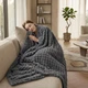 Плед мягкий на диван и кровать Soft Square LUX 200х230см (Евро), теплый фактурный плед-покрывало Графитовый - изображение 4