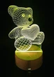 Детский ночник для мальчика и девочки 3D LED детская настольная лампа, декоративный светильник для детей от USB, мишка с сердцем - изображение 1