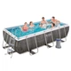 Каркасний басейн Bestway 56721 Power Steel ротанг сірий 404х201х100 см з фільтр-насосом та драбиною (21-9-56721) - зображення 2
