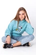 Худі для дівчинки Mevis 3949 блакитного кольору зріст 164 - зображення 3