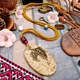 Великий кулон з декором листочок натуральний камінь пейзажна яшма - зображення 2