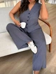 Жіночий костюм-двійка в смужку (жилет і штани палаццо) SOLINNA, MF-094 великі розміри, костюмний тіар Графітовий, 56-58 - зображення 4
