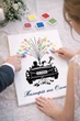 Натуральный холст "Гостевая книга с отпечатками пальцев. Авто. Just Married", размер 30х40 см - изображение 2