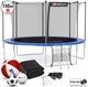 Батут садовый для детей Hop-Sport 366 см (12ft) 4 ноги на дачу синий с лестницей и внутренней сеткой + мячи - изображение 2