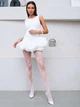 Белые ажурные колготки в цветочный принт S - изображение 1