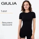 Базовая женская бесшовная футболка из микрофибры Giulia T-SHIRT L/XL Black, для тренировок комфортная - изображение 1