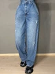 Джинсы женские It’s Basic 2952-10S5 skater baggy бананы рваные 40 синие - изображение 6