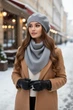 Комплект женский с мохером берет и косынка Кристина 5152-5 Брекстон серый 56-58р - изображение 1