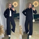 Костюм женский прогулочный льняной черного цвета 37548 54/56 - изображение 6
