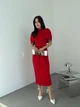 Класична вечiрня сукня мiдi+накидка червоного кольору 37537 44/46 - зображення 5