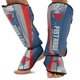 Защита голени и стопы кожаная для единоборств защита для ног Fistrage Fight Gear 7813 размер L Blue-Silver - изображение 3