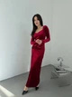 Жіноча оксамитова довга сукня з розрізом Uaclothes 44-46 Червоний (like36961-173881357) - изображение 2
