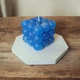 Свічка куб парафінова свічка bubble куб ручної роботи декоративна свічка з парафіну колір синій без аромата - зображення 4