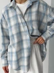 Хлопковая женская оверсайз рубашка в клетку, голубая, one size (XS–XL) - изображение 1
