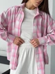 Хлопковая женская оверсайз рубашка в клетку, розовая, one size (XS–XL) - изображение 2