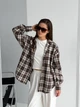 Бавовняна жіноча оверсайз сорочка в клітинку, шоколад, one size (XS–XL) - зображення 1
