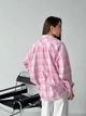 Хлопковая женская оверсайз рубашка в клетку, розовая, one size (XS–XL) - изображение 3