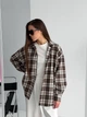 Бавовняна жіноча оверсайз сорочка в клітинку, шоколад, one size (XS–XL) - зображення 4