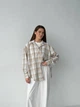 Хлопковая женская оверсайз рубашка в клетку, беж, one size (XS–XL) - изображение 1