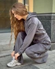 Женский костюм из велюра кофта на змейке с капюшоном и штаны-палаццо Графит Maybel S 220 (2615_1) - изображение 8