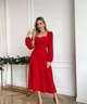 Платье трапеция с длинными рукавами G&M k-125993 42-44 Размер цвет красный - изображение 1