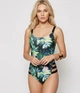 Суцільний купальник з принтом монокіні з вирізами на боках пальмове листя XL Чорний (60217) - изображение 1