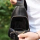 Слинг-нагрудник мужской кожаный через плечо TIDING BAG 32545 19х31х7 черный (JDT-0850031) - изображение 3