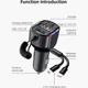 Автомобильный адаптер с FM-модулятором WUW C220 Bluetooth 5.0 PD 25W 3×USB + кабели Type-C/Micro Black (6972573337408) - изображение 7