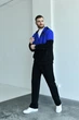 Мужской спортивный костюм трикотаж двунитка цвета черный с ярко синим размер 52-54 - изображение 5