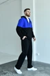Мужской спортивный костюм трикотаж двунитка цвета черный с ярко синим размер 52-54 - изображение 6