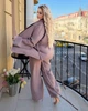 Костюм-двойка женский льняной бохо с жакетом на запах и широкими брюками весенне-летний G&M k-129122 54-56 Размер цвет мокко - изображение 2