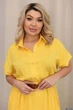 Платье-рубашка женское из штапеля повседневное миди с коротким рукавом на пуговицах и поясом больших размеров летнее G&M k-129000 58-60 Размер цвет желтый - изображение 2