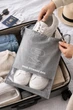 Органайзер для обуви дорожный с прозрачным окошком Shoe Storage Bag Чехол для обуви в чемодан на затяжках, серый Размер 27*36 см - изображение 2