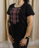 Футболка вишиванка трикотажна жіноча з червоною вишивкою Казимира XRMASTER S Чорна - зображення 4