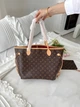 Сумка женская шопер + монетница Louis Vuitton Neverfull коричневая (025) - изображение 2