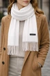 Жіноча шаль Cashmere з бахромою. 200*35см біла - зображення 2
