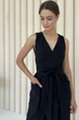 Жіноча довга сукня на запах з кишенями Nenka 44 Чорний (nenka3182-LXL) - зображення 2