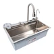 Мойка кухонная Platinum Handmade 7545 Waterfall Декор, з одноважільним змішувачем, цифровим дисплеєм, висувним виливом та - зображення 4