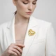 Брошь из стали BROCHE бижутерия Модерн Пламенное сердце золотистая BRBF115413 - изображение 3