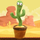 Танцующий кактус, свето - музыкальная игрушках, Dancing Cactus TikTok кактус в вазоне 34 см - изображение 1
