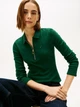 Жіночий лонгслів Tommy Hilfiger, slim fit, комір поло, зелений, розмір M - изображение 3