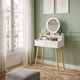 Туалетний столик з круглим дзеркалом 50×40×120 см D27DΩ Warm White - зображення 5