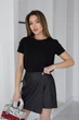 Кожаная мини юбка-шорты на запах Fashion 54/56 черный - изображение 6