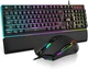 RedThunder K10 Ігровий комплект клавіатура миша та підставка для зап’ястя RGB 7200 DPI USB - изображение 1