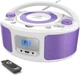 WISCENT дитячий CD-плеєр з Bluetooth, FM, USB, AUX, навушники, портативний - зображення 1