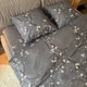 Комплект постельного белья двухспальный серый Цветы Жатка Ananasko 6723078 - изображение 3