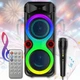 Портативная Bluetooth колонка 2х8″ с проводным микрофоном и RGB подсветкой ZQS8275 40W - изображение 1