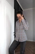 Приталенная рубашка с поясом синий 42-48 (с202- 040) - изображение 3