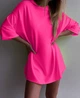 Женская однотонная футболка oversize / Розовый one-size - изображение 4